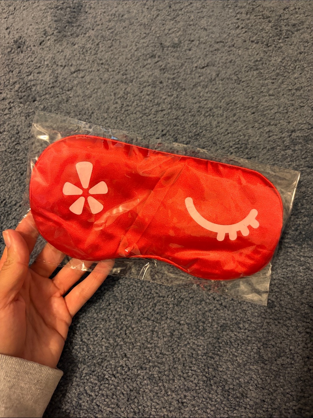 Red Satin Sleep Mask with White Eye Motif